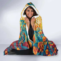 Mexico Day Of The Dead Hooded Blanket Sugar Skull Girl With Guitar Colorful Vibes