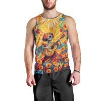 Mexico Day Of The Dead Men Tank Top Sugar Skull Girl With Guitar Colorful Vibes - Wonder Print Shop