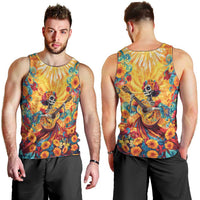 Mexico Day Of The Dead Men Tank Top Sugar Skull Girl With Guitar Colorful Vibes - Wonder Print Shop