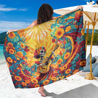 Mexico Day Of The Dead Sarong Sugar Skull Girl With Guitar Colorful Vibes - Wonder Print Shop