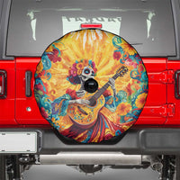 Mexico Day Of The Dead Spare Tire Cover Sugar Skull Girl With Guitar Colorful Vibes - Wonder Print Shop