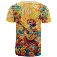 Mexico Day Of The Dead T Shirt Sugar Skull Girl With Guitar Colorful Vibes - Wonder Print Shop