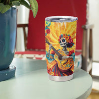 Mexico Day Of The Dead Tumbler Cup Sugar Skull Girl With Guitar Colorful Vibes - Wonder Print Shop