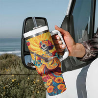 Mexico Day Of The Dead Tumbler With Handle Sugar Skull Girl With Guitar Colorful Vibes - Wonder Print Shop