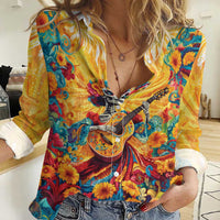 Mexico Day Of The Dead Women Casual Shirt Sugar Skull Girl With Guitar Colorful Vibes - Wonder Print Shop