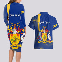 Personalised Barbados Independence Day Couples Matching Long Sleeve Bodycon Dress and Hawaiian Shirt 30 November Happy Anniversary Barbadian - Wonder Print Shop