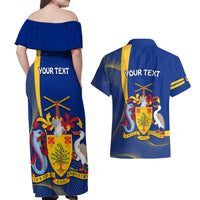 Personalised Barbados Independence Day Couples Matching Off Shoulder Maxi Dress and Hawaiian Shirt 30 November Happy Anniversary Barbadian - Wonder Print Shop