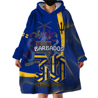 Personalised Barbados Independence Day Wearable Blanket Hoodie 30 November Happy Anniversary Barbadian - Wonder Print Shop