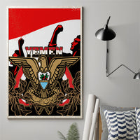 Yemen Independence Day Canvas Wall Art Yemeni Coat Of Arms With Coffea Arabica Flowers - Wonder Print Shop