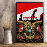 Yemen Independence Day Canvas Wall Art Yemeni Coat Of Arms With Coffea Arabica Flowers - Wonder Print Shop