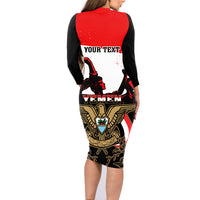 Personalised Yemen Independence Day Family Matching Long Sleeve Bodycon Dress and Hawaiian Shirt Yemeni Coat Of Arms With Coffea Arabica Flowers - Wonder Print Shop