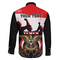 Personalised Yemen Independence Day Family Matching Off Shoulder Long Sleeve Dress and Hawaiian Shirt Yemeni Coat Of Arms With Coffea Arabica Flowers - Wonder Print Shop