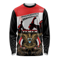 Personalised Yemen Independence Day Long Sleeve Shirt Yemeni Coat Of Arms With Coffea Arabica Flowers - Wonder Print Shop