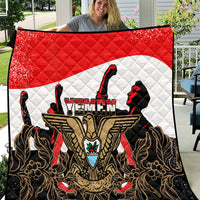 Yemen Independence Day Quilt Yemeni Coat Of Arms With Coffea Arabica Flowers - Wonder Print Shop