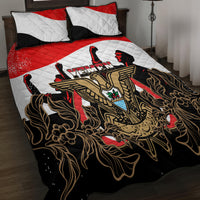 Yemen Independence Day Quilt Bed Set Yemeni Coat Of Arms With Coffea Arabica Flowers - Wonder Print Shop