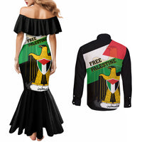 free-palestine-couples-matching-mermaid-dress-and-long-sleeve-button-shirt-coat-of-arms-mix-flag-style