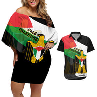 Free Palestine Couples Matching Off Shoulder Short Dress and Hawaiian Shirt Coat Of Arms Mix Flag Style - Wonder Print Shop
