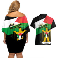Free Palestine Couples Matching Off Shoulder Short Dress and Hawaiian Shirt Coat Of Arms Mix Flag Style - Wonder Print Shop