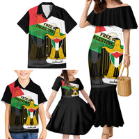 Free Palestine Family Matching Mermaid Dress and Hawaiian Shirt Coat Of Arms Mix Flag Style - Wonder Print Shop