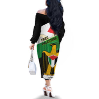 Free Palestine Family Matching Off Shoulder Long Sleeve Dress and Hawaiian Shirt Coat Of Arms Mix Flag Style - Wonder Print Shop