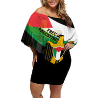 Free Palestine Family Matching Off Shoulder Short Dress and Hawaiian Shirt Coat Of Arms Mix Flag Style - Wonder Print Shop