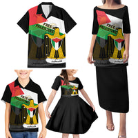 Free Palestine Family Matching Puletasi Dress and Hawaiian Shirt Coat Of Arms Mix Flag Style - Wonder Print Shop