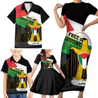 Free Palestine Family Matching Short Sleeve Bodycon Dress and Hawaiian Shirt Coat Of Arms Mix Flag Style - Wonder Print Shop
