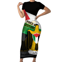 Free Palestine Family Matching Short Sleeve Bodycon Dress and Hawaiian Shirt Coat Of Arms Mix Flag Style - Wonder Print Shop