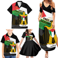 Free Palestine Family Matching Summer Maxi Dress and Hawaiian Shirt Coat Of Arms Mix Flag Style - Wonder Print Shop