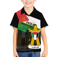 Free Palestine Kid Hawaiian Shirt Coat Of Arms Mix Flag Style - Wonder Print Shop