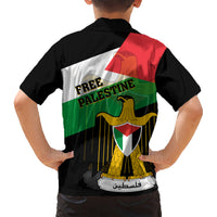 Free Palestine Kid Hawaiian Shirt Coat Of Arms Mix Flag Style - Wonder Print Shop