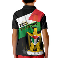 Free Palestine Kid Polo Shirt Coat Of Arms Mix Flag Style - Wonder Print Shop