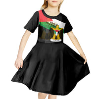 Free Palestine Kid Short Sleeve Dress Coat Of Arms Mix Flag Style - Wonder Print Shop
