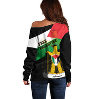 Free Palestine Off Shoulder Sweater Coat Of Arms Mix Flag Style - Wonder Print Shop