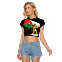 Free Palestine Raglan Cropped T Shirt Coat Of Arms Mix Flag Style - Wonder Print Shop