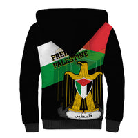 Free Palestine Sherpa Hoodie Coat Of Arms Mix Flag Style - Wonder Print Shop