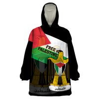 Free Palestine Wearable Blanket Hoodie Coat Of Arms Mix Flag Style - Wonder Print Shop