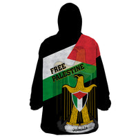 Free Palestine Wearable Blanket Hoodie Coat Of Arms Mix Flag Style - Wonder Print Shop