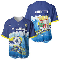 Personalized Curacao Football Baseball Jersey First-ever World Cup Ride The Blue Wave - Wonder Print Shop