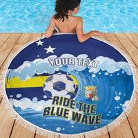 Personalized Curacao Football Beach Blanket First-ever World Cup Ride The Blue Wave - Wonder Print Shop