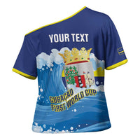 Personalized Curacao Football Cross Shoulder Shirt First-ever World Cup Ride The Blue Wave - Wonder Print Shop