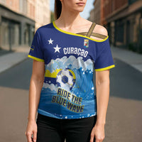 Personalized Curacao Football Cross Shoulder Shirt First-ever World Cup Ride The Blue Wave - Wonder Print Shop