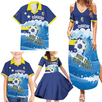 Personalized Curacao Football Family Matching Summer Maxi Dress and Hawaiian Shirt First-ever World Cup Ride The Blue Wave - Wonder Print Shop