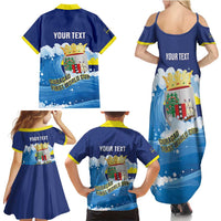 Personalized Curacao Football Family Matching Summer Maxi Dress and Hawaiian Shirt First-ever World Cup Ride The Blue Wave - Wonder Print Shop