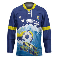 Personalized Curacao Football Hockey Jersey First-ever World Cup Ride The Blue Wave - Wonder Print Shop