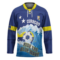 Personalized Curacao Football Hockey Jersey First-ever World Cup Ride The Blue Wave - Wonder Print Shop