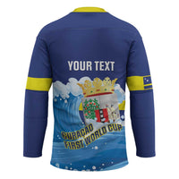 Personalized Curacao Football Hockey Jersey First-ever World Cup Ride The Blue Wave - Wonder Print Shop