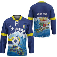 Personalized Curacao Football Hockey Jersey First-ever World Cup Ride The Blue Wave - Wonder Print Shop
