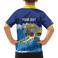 Personalized Curacao Football Kid Hawaiian Shirt First-ever World Cup Ride The Blue Wave - Wonder Print Shop