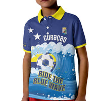 Personalized Curacao Football Kid Polo Shirt First-ever World Cup Ride The Blue Wave - Wonder Print Shop
